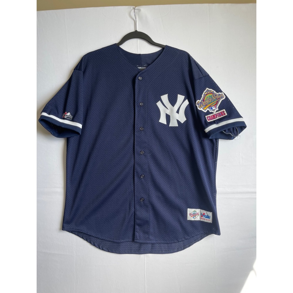 Vintage Majestic NY Yankees 1996 World Series Champions Mesh Jersey Mens XL Navy